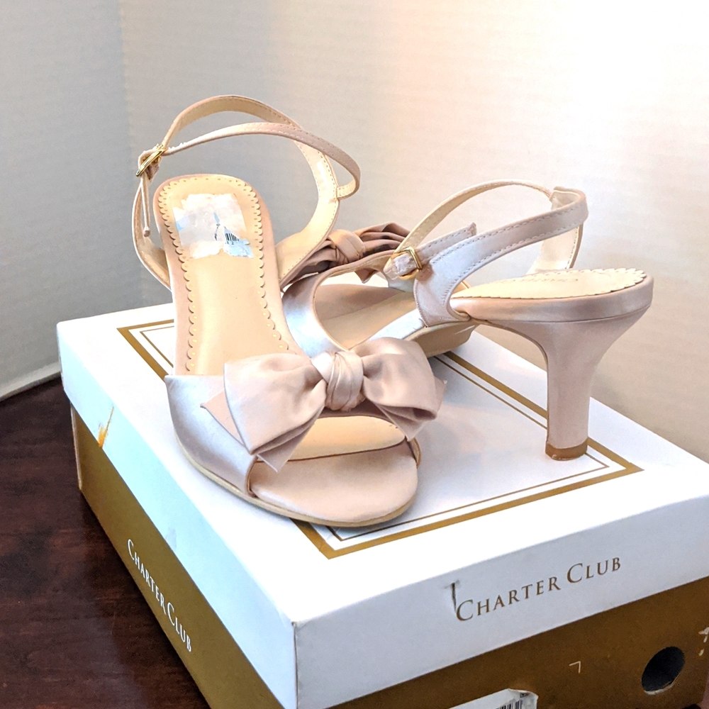 Charter Club light pink satin heels